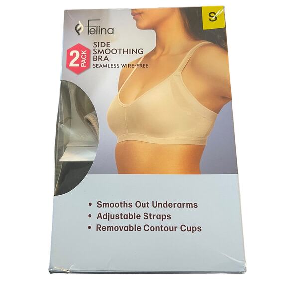 Felina Side Smoothing Seamless Wireless Set of 2 Bras Small - Picture 1 of 2